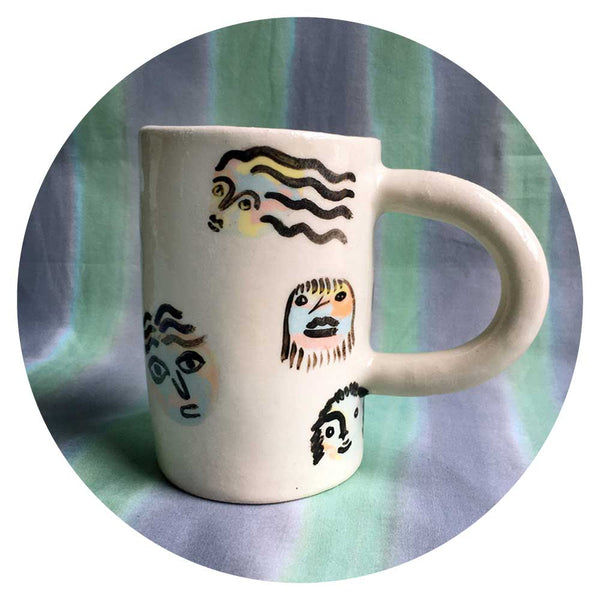 Custom nerikomi/ hand painted mug with faces